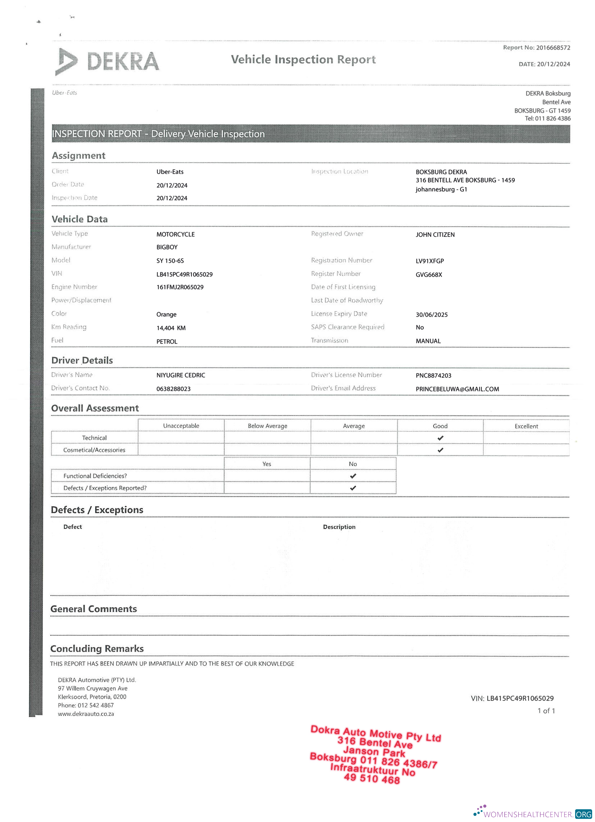 Download Vehicle Inspection reporT Photoshop template